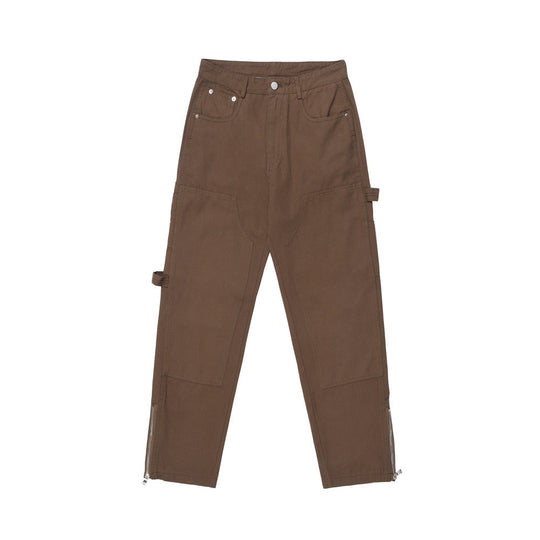 Fashion Zipper Split Casual Trousers Men