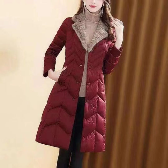 Fashion Warm Mink Fur Collar Thin And Thick Down Jacket Women