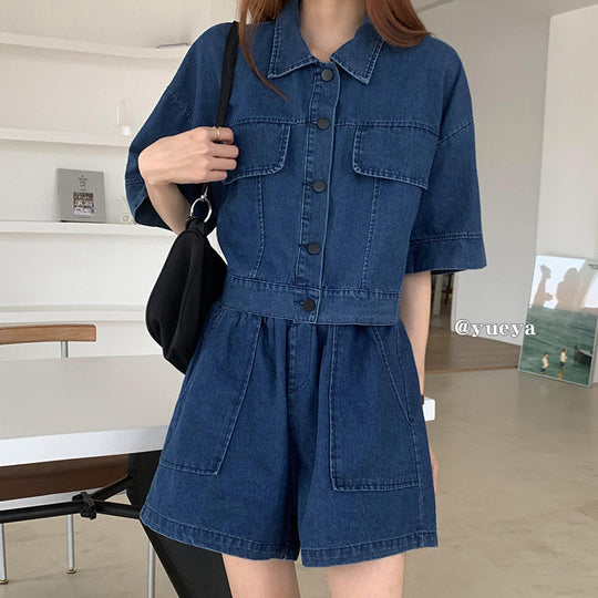 Fashion Suit Women Cardigan Jacket Top Wide Leg Shorts
