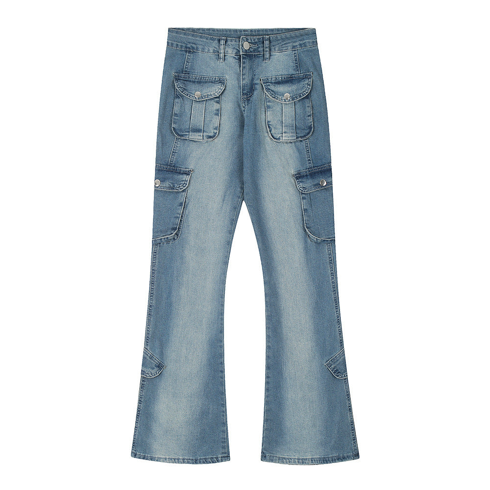 Inkjet Slightly Flared Denim Trousers For Men