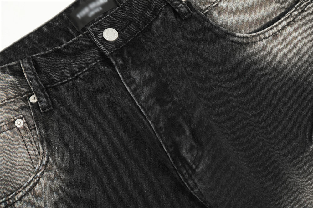 Contrast Color Denim Straight-leg Trousers Men