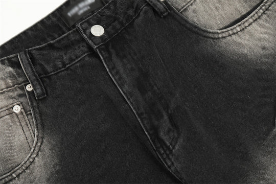 Contrast Color Denim Straight-leg Trousers Men