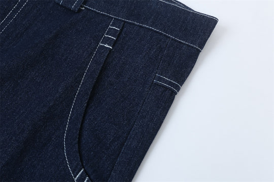 Letter Printing Straight Denim Shorts Men