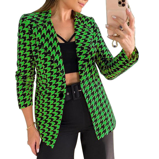 New Fashion Lapel Slim Cardigan Temperament Solid Color Suit Jacket Women