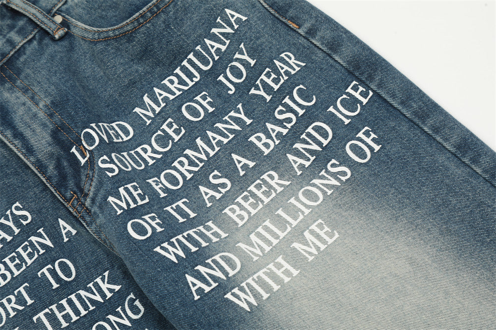 Denim Straight-leg Trousers Men And Women
