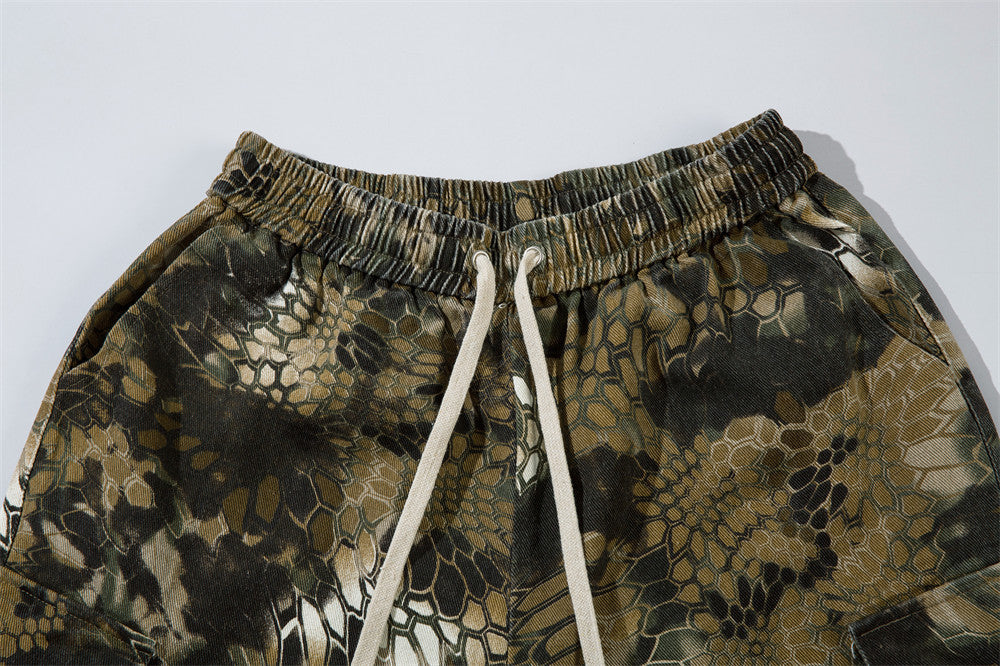 Animal Serpentine Camouflage Workwear Shorts Men