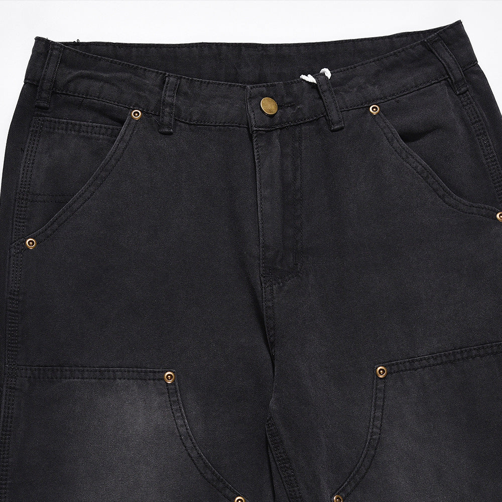 Washing Water Denim Straight-leg Trousers Men