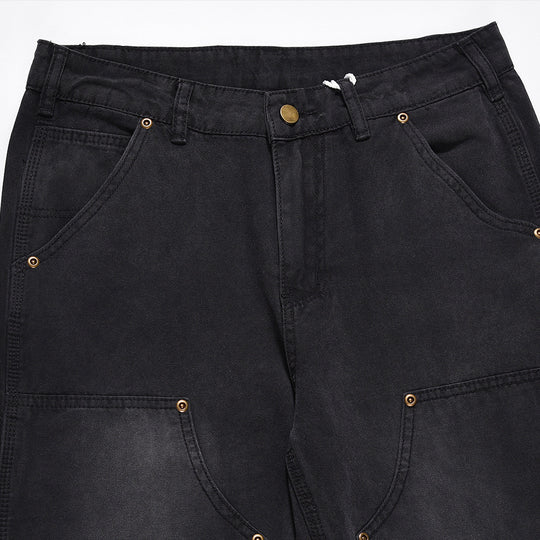Washing Water Denim Straight-leg Trousers Men