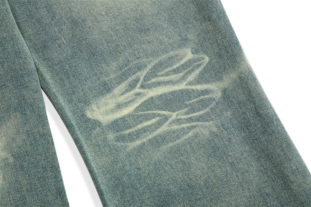 Distressed Raw Edge Denim Trousers For Men