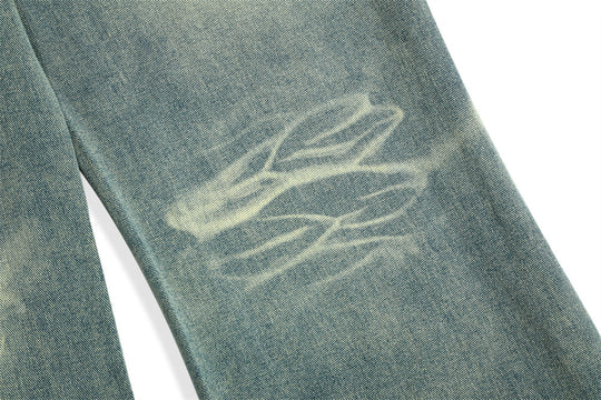 Distressed Raw Edge Denim Trousers For Men