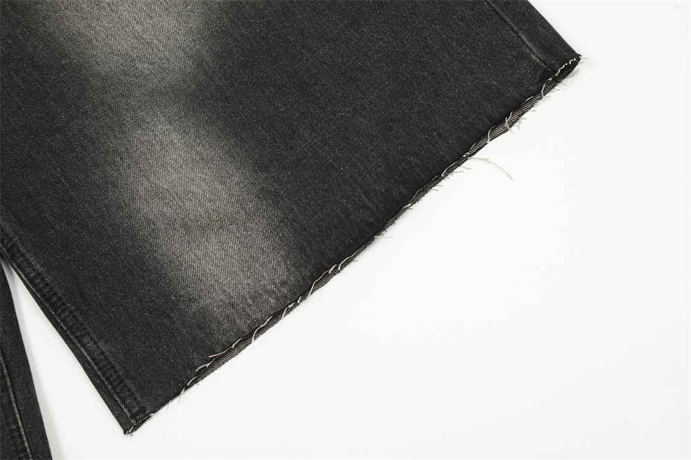 Contrast Color Paint Spray Painting Loose Denim Shorts Men