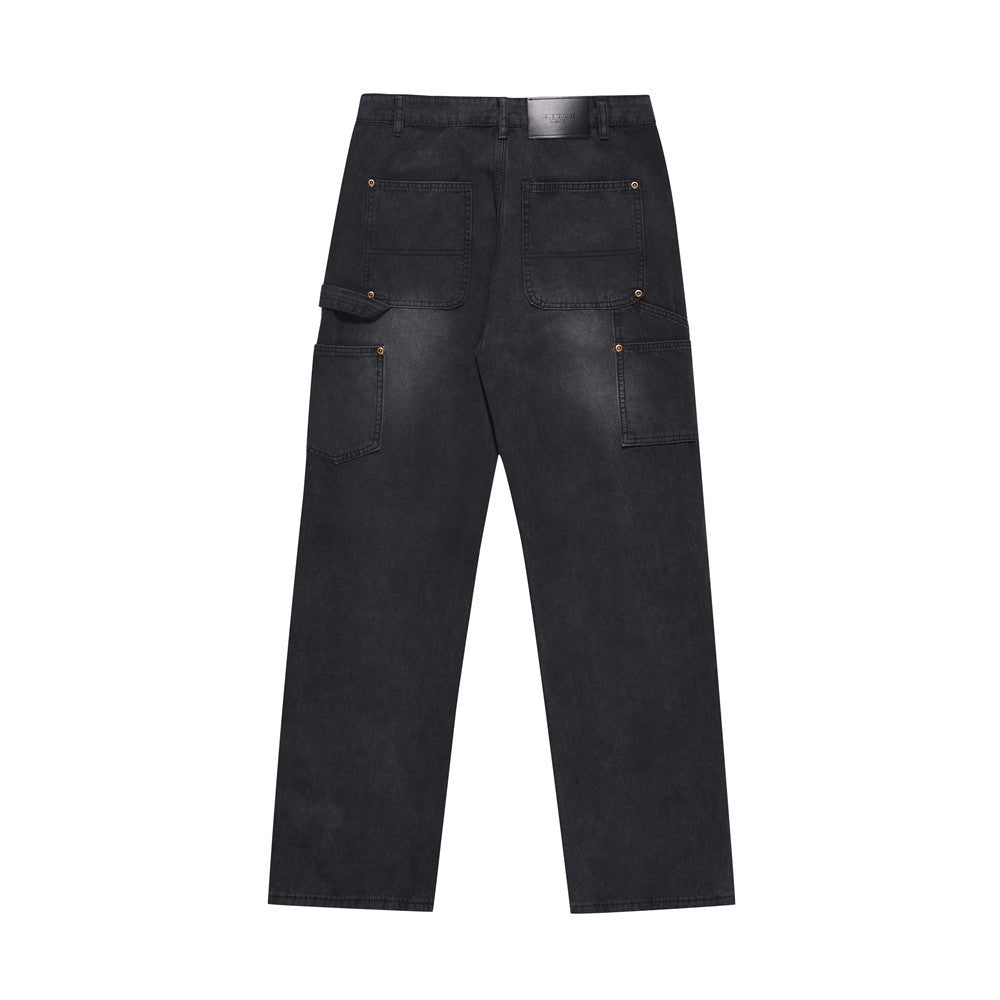 Washing Water Denim Straight-leg Trousers Men