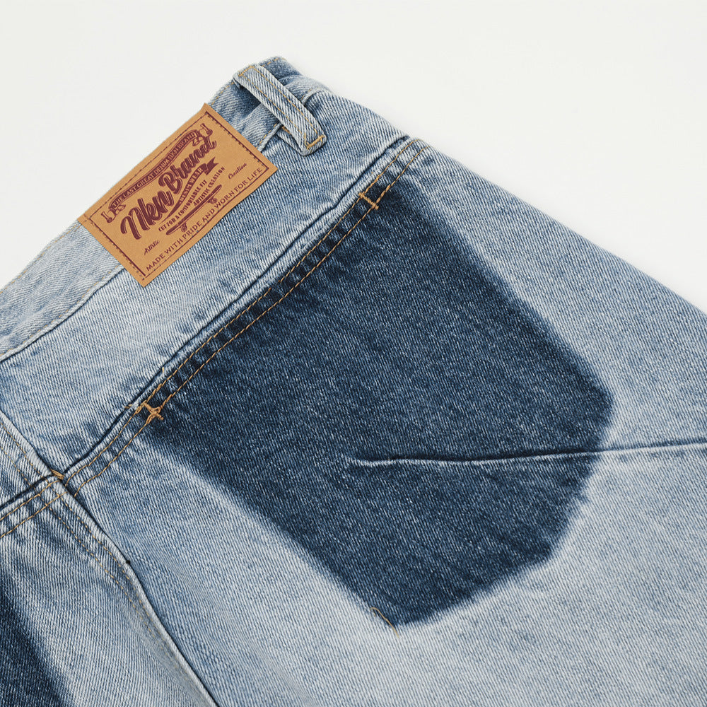 Fashion Knee Hole Denim Trousers Men