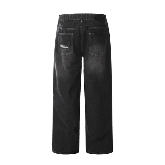 Fashion Punk Patch Denim Trousers Men