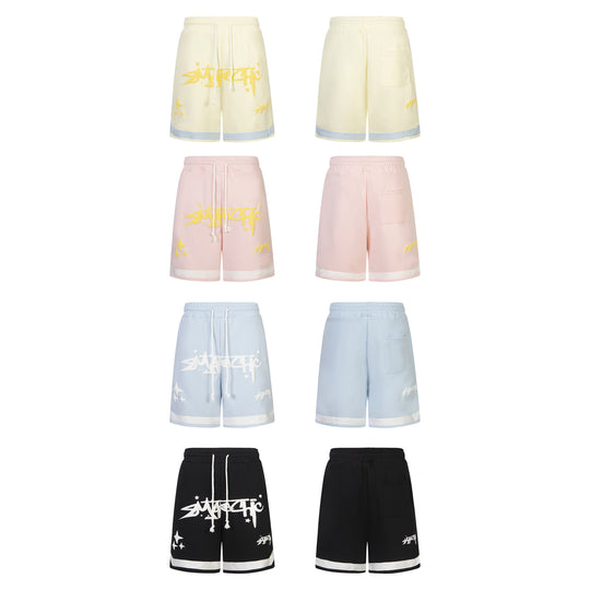 Letter Puff Print Loose Shorts For Men And Women
