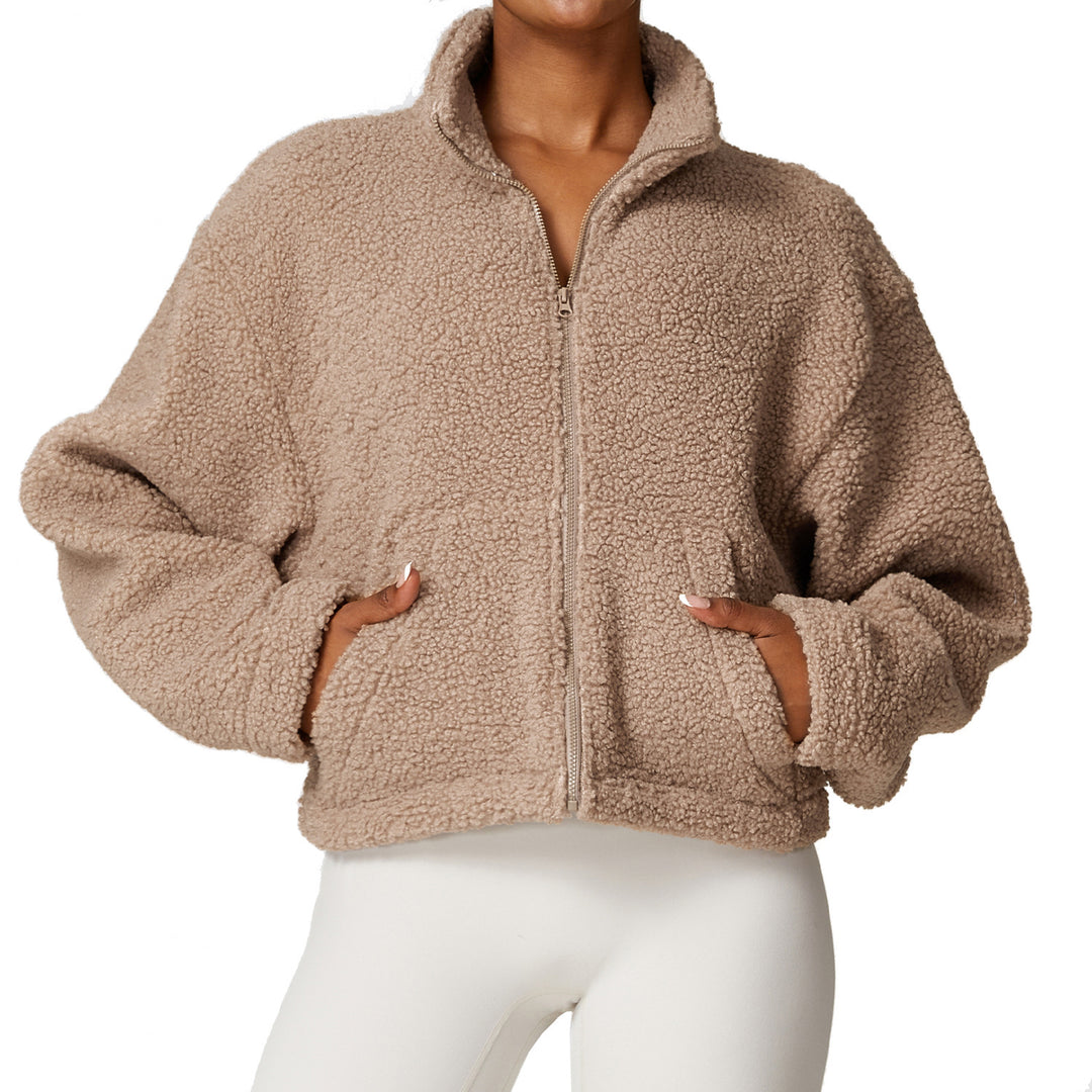 Winter Zipper Thermal Cashmere Fitness Sports Jacket For Women