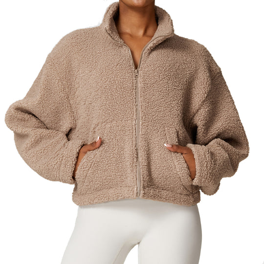 Winter Zipper Thermal Cashmere Fitness Sports Jacket For Women
