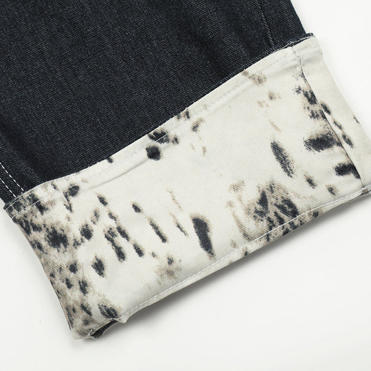 Fashion Stitching Denim Straight-leg Trousers Men