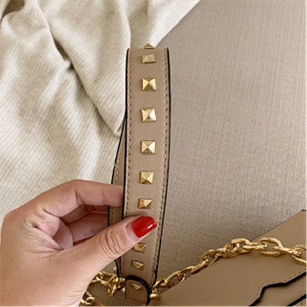 Chain stud shoulder bag