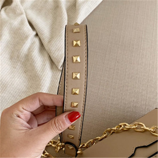 Chain stud shoulder bag