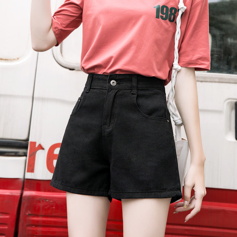 High waist denim shorts women summer loose