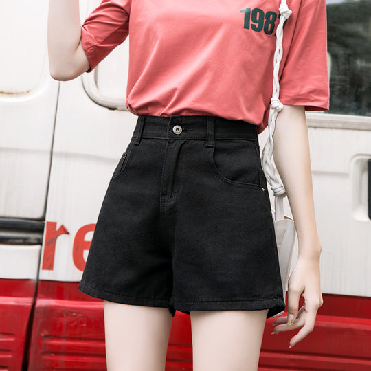 High waist denim shorts women summer loose