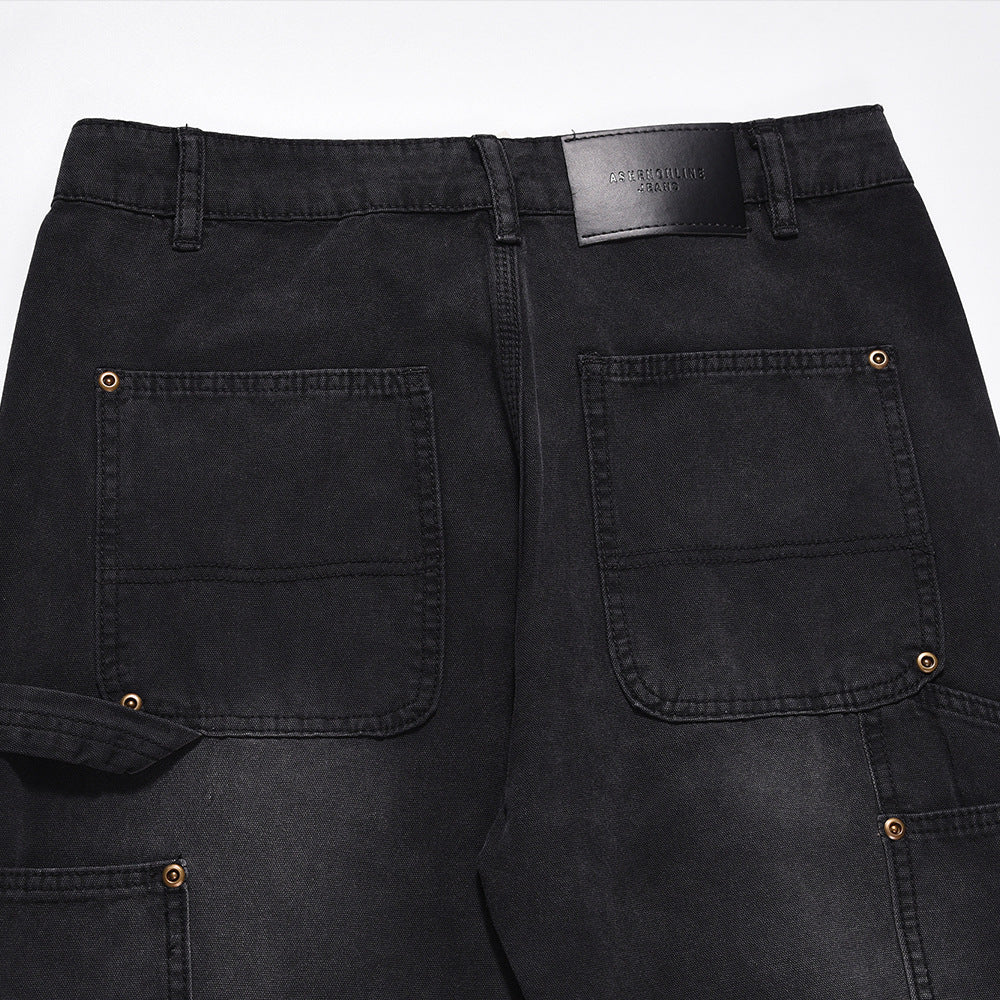 Washing Water Denim Straight-leg Trousers Men