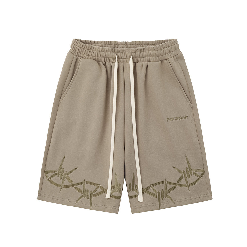Sports Shorts Men And Women Thorns Embroidery Knitted Sweatpants