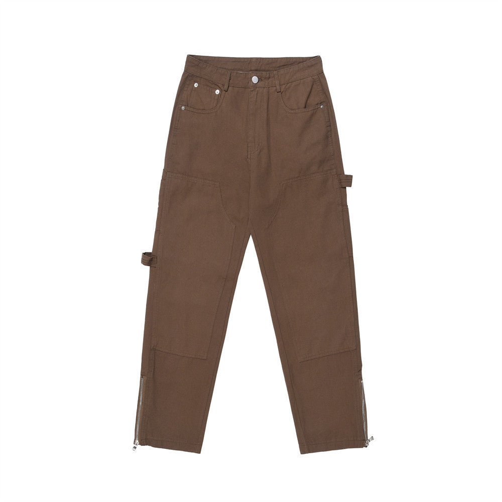 Fashion Zipper Split Casual Trousers Men