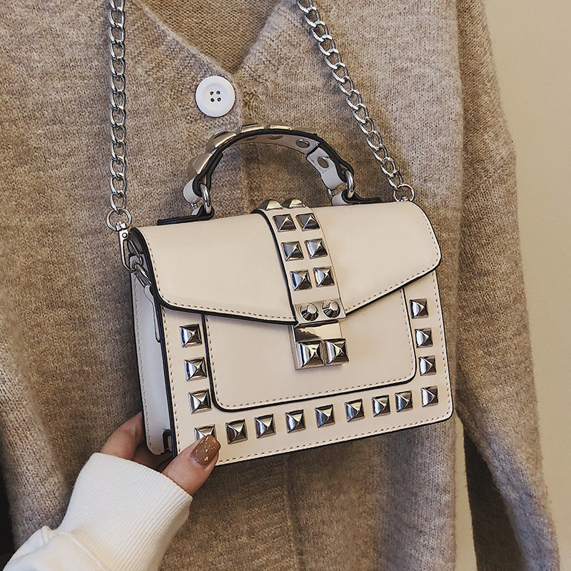 Chain stud shoulder bag