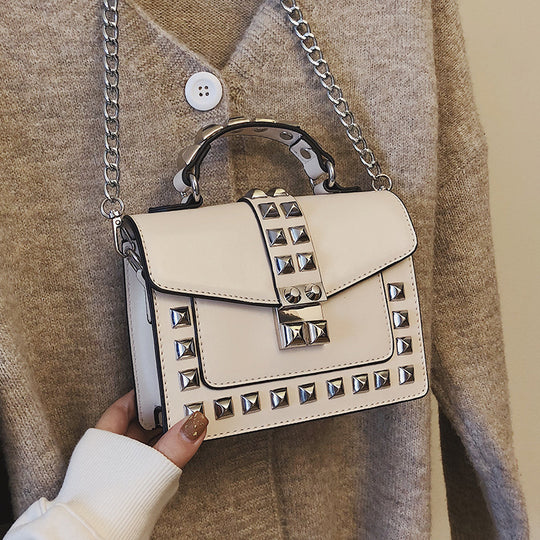 Chain stud shoulder bag