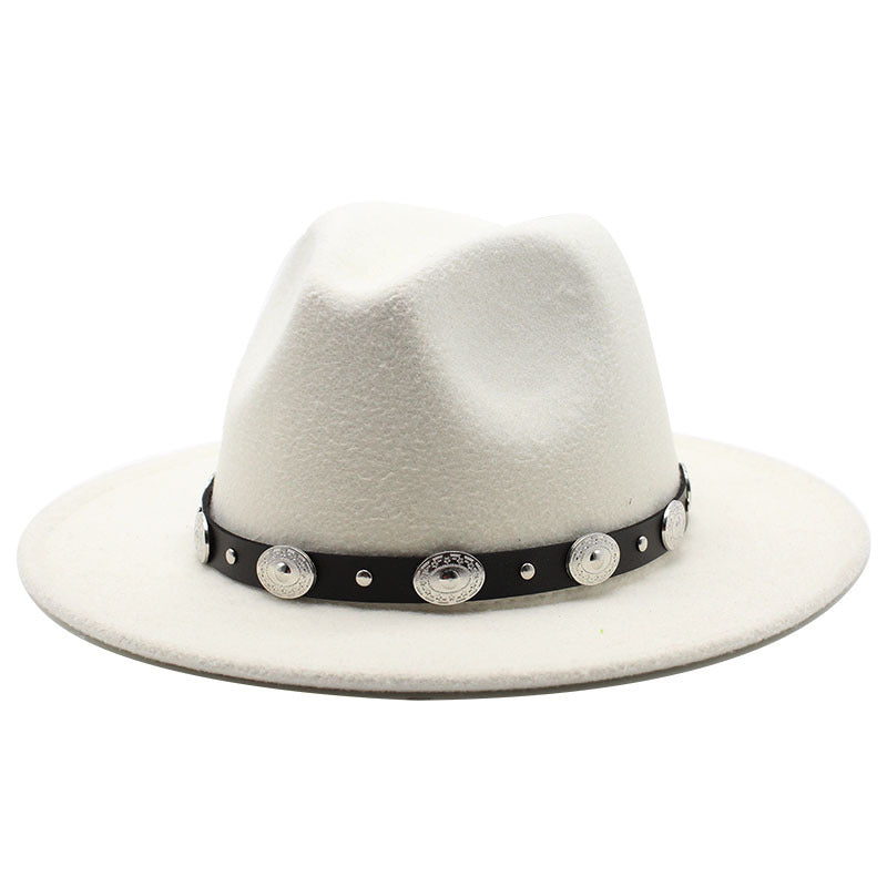 Retro Top Hat With Metal Belt Men And Women Jazz Hat