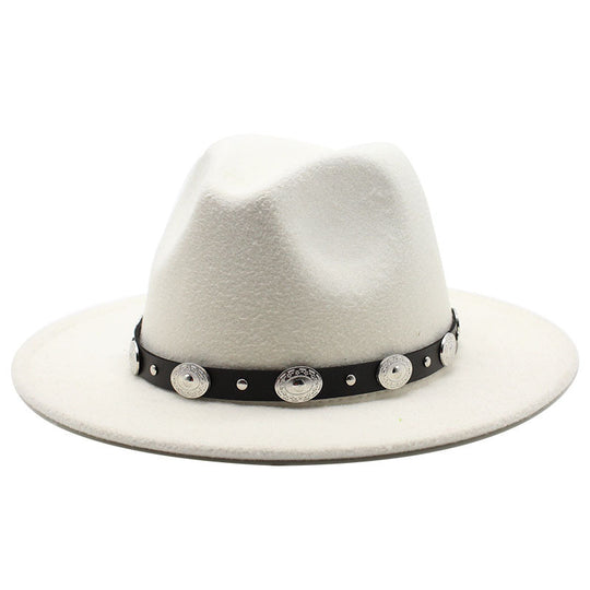Retro Top Hat With Metal Belt Men And Women Jazz Hat