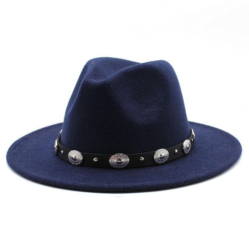 Retro Top Hat With Metal Belt Men And Women Jazz Hat