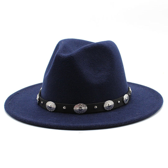 Retro Top Hat With Metal Belt Men And Women Jazz Hat