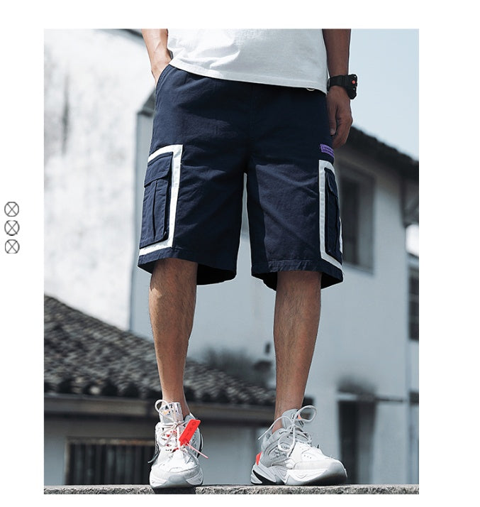 Five point pants tide brand loose overalls shorts men