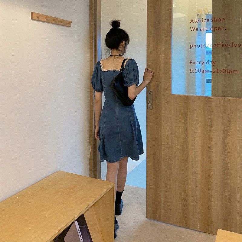 Puff Sleeve Dress Women Summer French