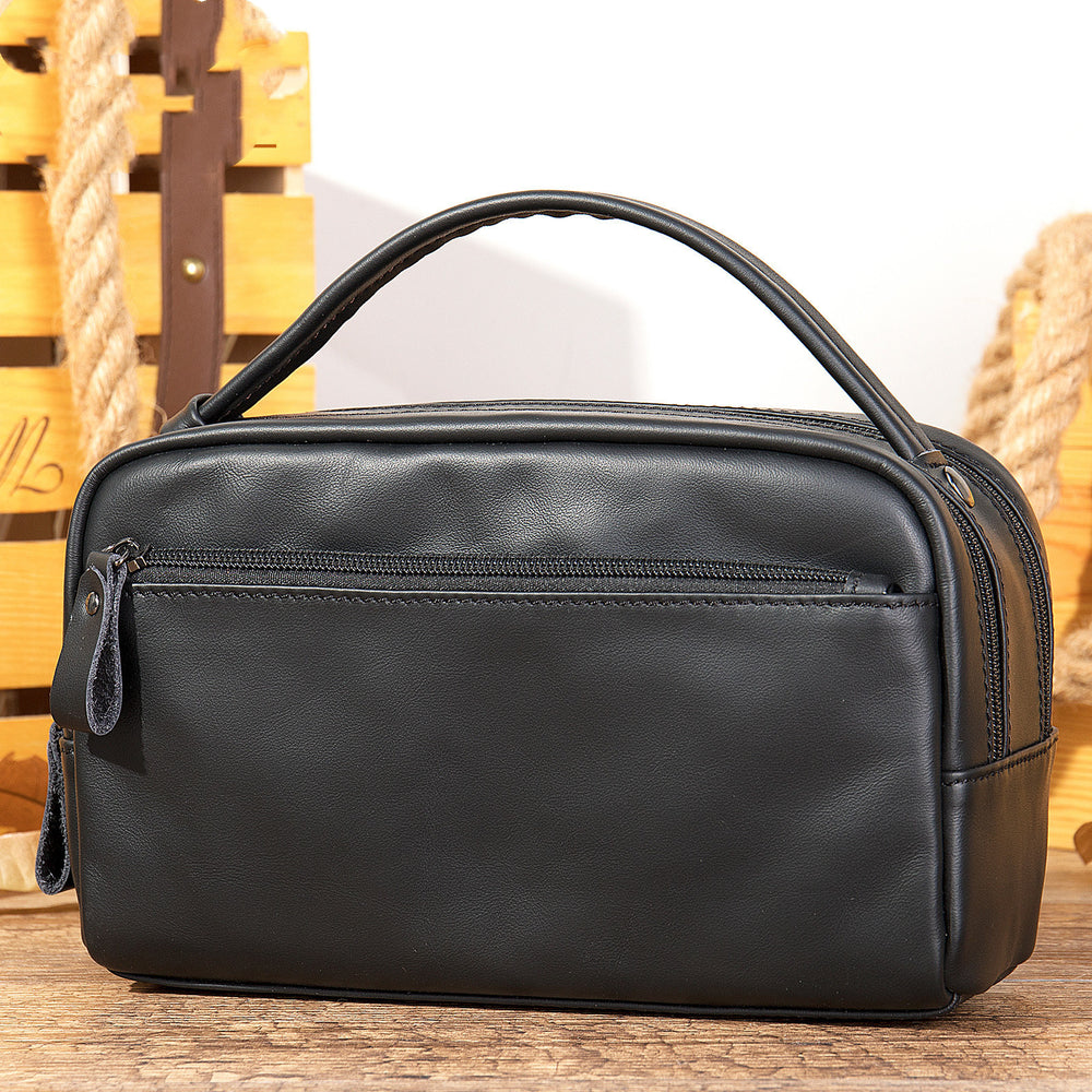 Leather Business Handbag Super Soft Large Capacity Wash Bag