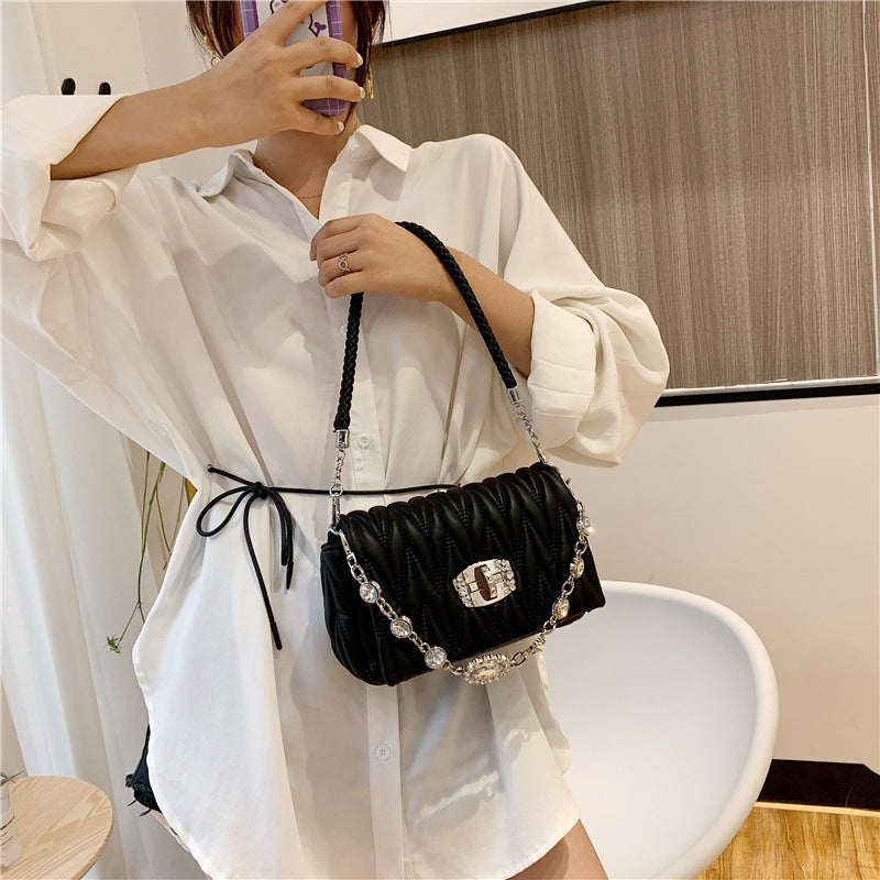 Chain One Shoulder Messenger Bag Fashion Embroidery Thread Small Square Bag
