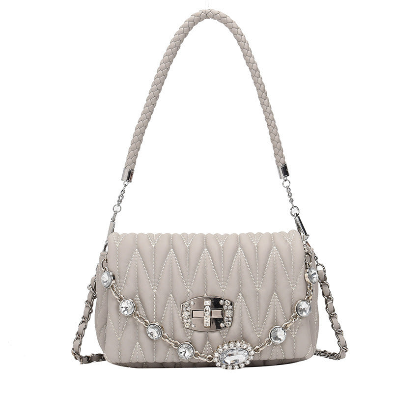 Chain One Shoulder Messenger Bag Fashion Embroidery Thread Small Square Bag
