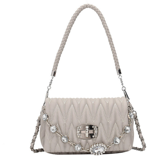 Chain One Shoulder Messenger Bag Fashion Embroidery Thread Small Square Bag