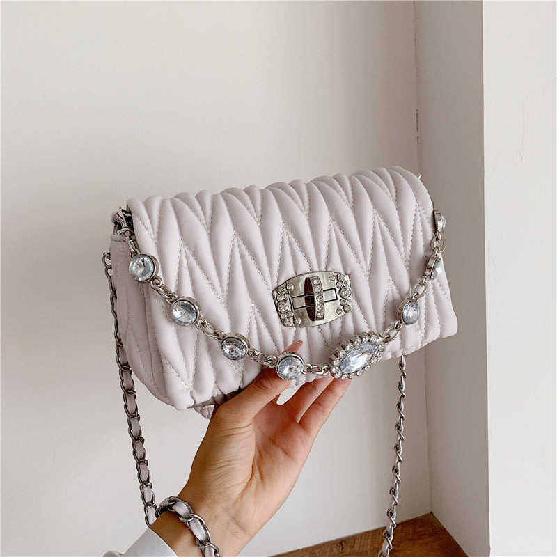 Chain One Shoulder Messenger Bag Fashion Embroidery Thread Small Square Bag