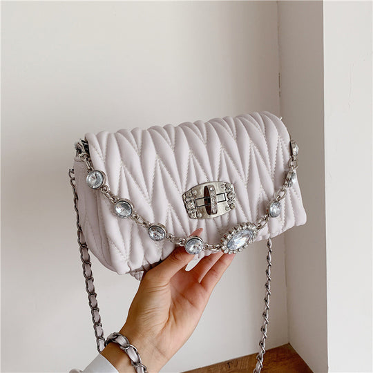 Chain One Shoulder Messenger Bag Fashion Embroidery Thread Small Square Bag