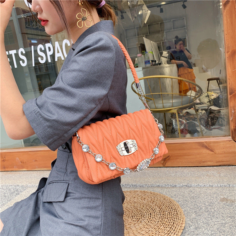 Chain One Shoulder Messenger Bag Fashion Embroidery Thread Small Square Bag