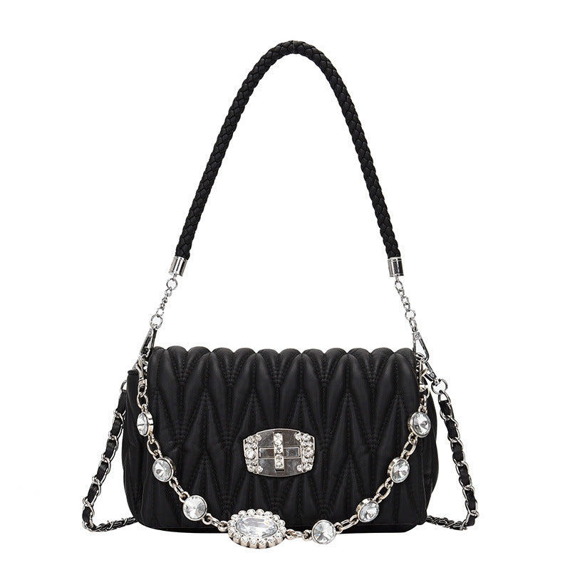 Chain One Shoulder Messenger Bag Fashion Embroidery Thread Small Square Bag