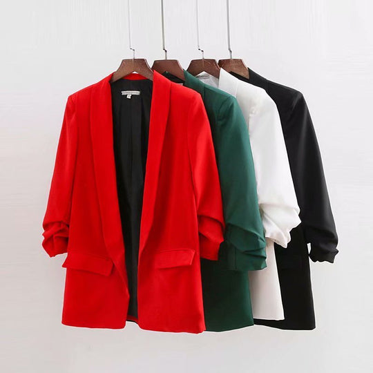 Fashion New Style Pleated Sleeve Casual Suit Jacket Women