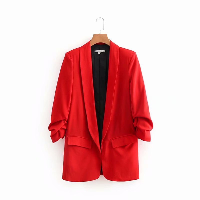 Fashion New Style Pleated Sleeve Casual Suit Jacket Women