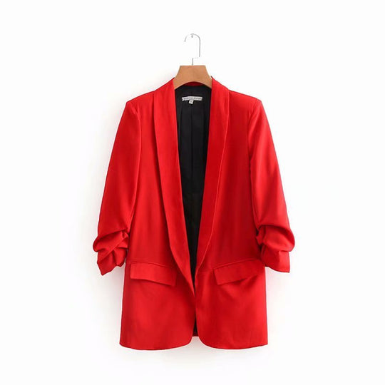 Fashion New Style Pleated Sleeve Casual Suit Jacket Women