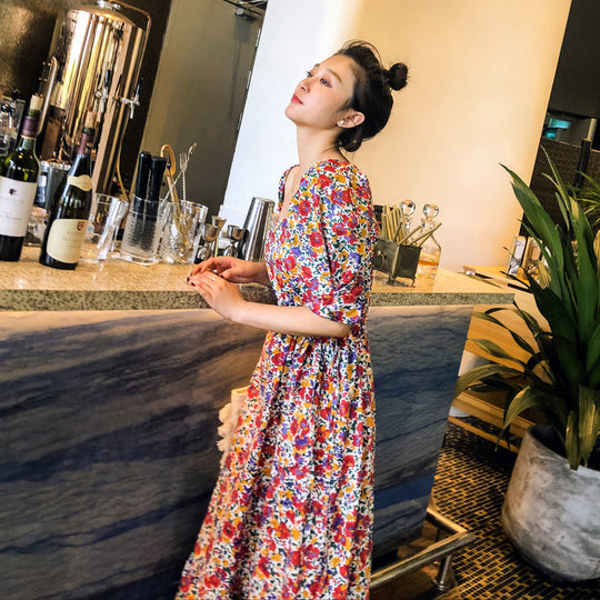 Women's Cotton Printed Floral Dress For Women Summer