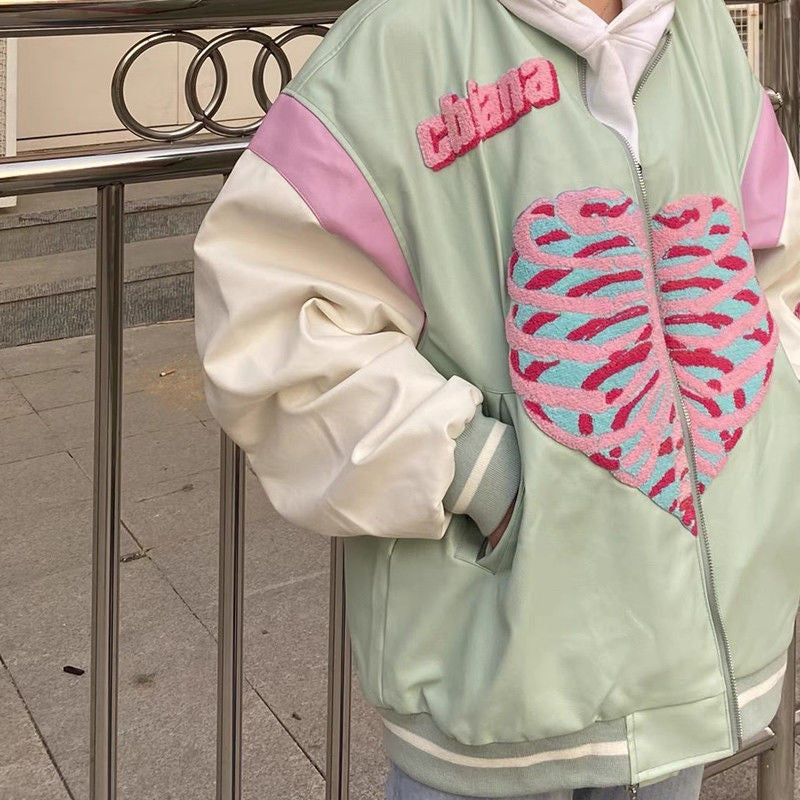 Embroidered Baseball Uniform Women Loose Korean Style Japanese Jacket